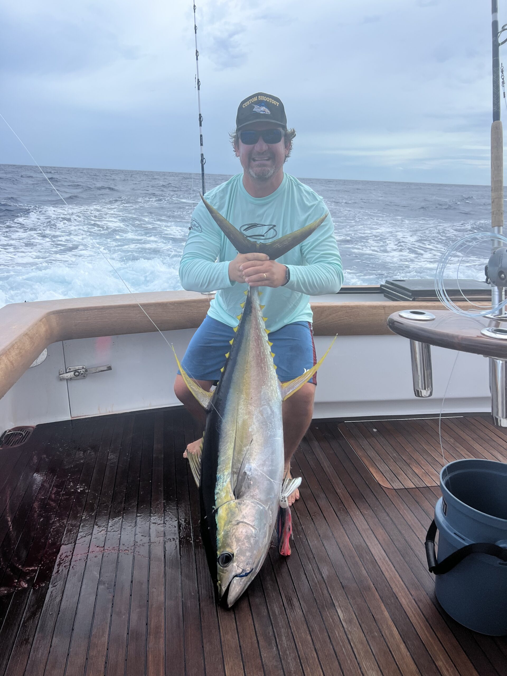 Rugged Florida fisherman working at sea on a commercial boat