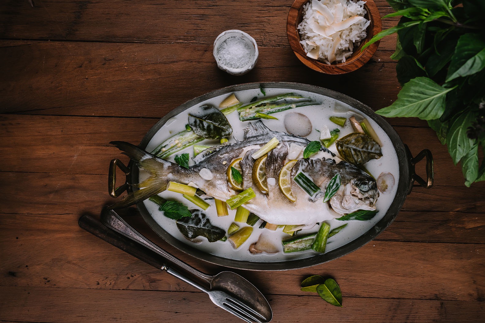 Steamed Pompano in Lemongrass-Coconut Broth