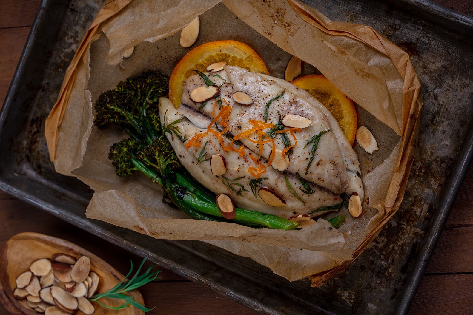Orange Tarragon Pompano en Papillote
